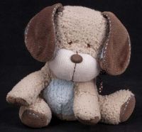 Carters Prestige Puppy Dog Brown Blue Belly Plush Rattle